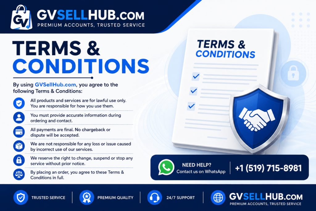 Terms & Conditions | GVSellHub.com – Digital Accounts & Services